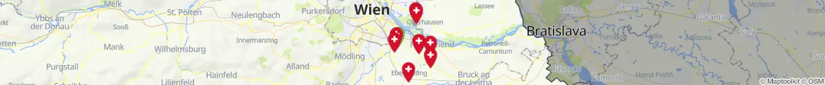 Kartenansicht für Apotheken-Notdienste in der Nähe von Fischamend (Bruck an der Leitha, Niederösterreich)